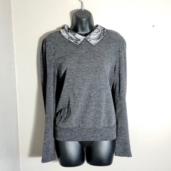 Zara gray lace collar shirt - Picture 2 of 5